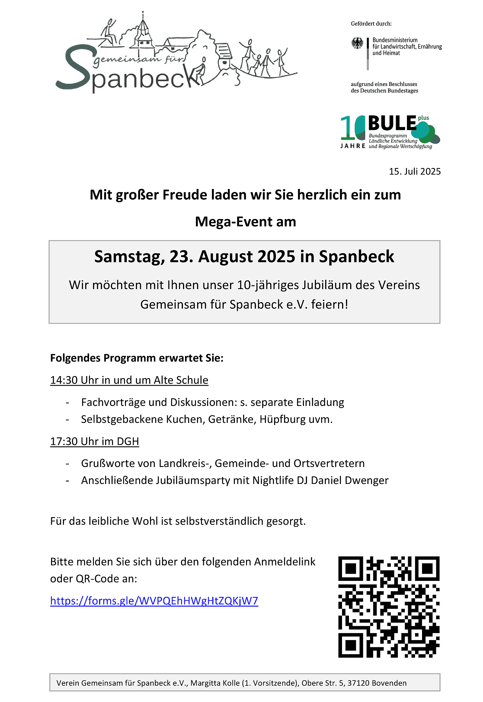 Einladung Jubiläum 2025