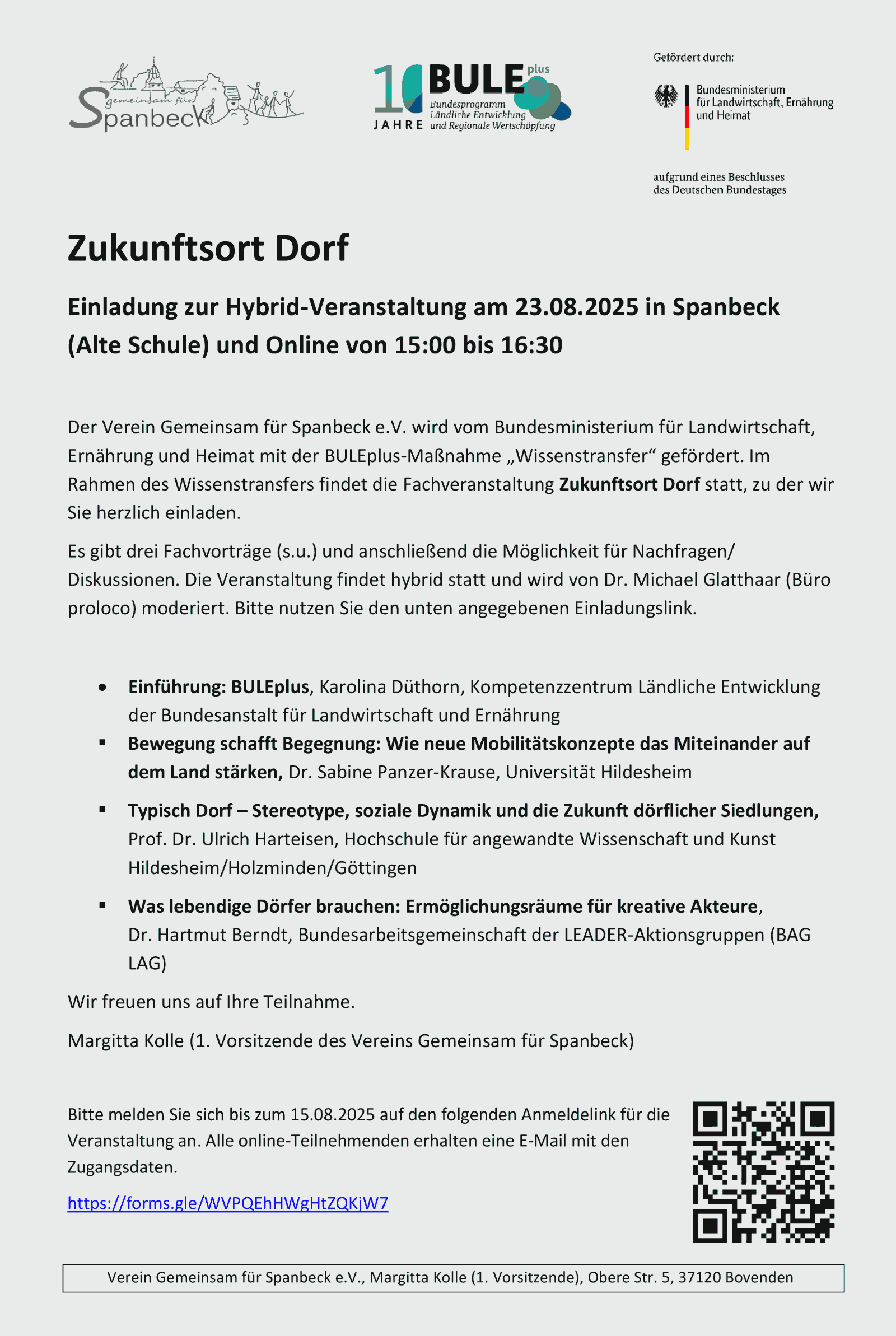 Einladung Zukunftsort Dorf